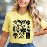 "Stay Weird" Occult Graphic Tee, a Mystical Pick for Unique Souls