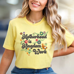 "Motherhood is Kingdom Work" Floral Graphic Tee, a Bohemian Mom Life Pick for Her