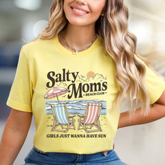 "Salty Moms Beach Club" Retro Graphic Tee, a Summer Niche Pick for Vacation Lovers