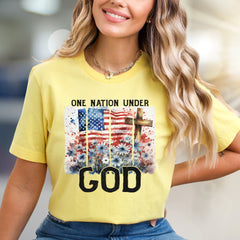 "ONE NATION UNDER GOD" American Flag Graphic Tee, a Patriotic Faith Pick for All