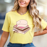 Sleeping Cat on Books Graphic Tee, a Cozy Literary Pick for Book Lovers