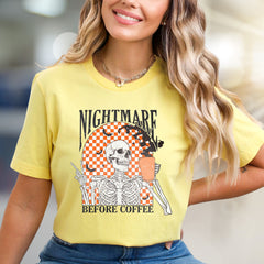 Nightmare Before Coffee Skeleton Graphic Tee, A Spooky Coffee Lover's Pick