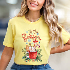 "Tis the Season" Christmas Mug Graphic Tee, a Festive Pick for Holiday Enthusiasts