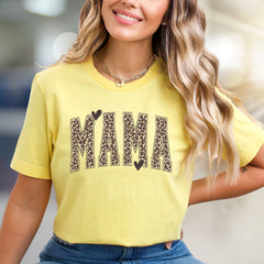"MAMA" Leopard Print Graphic Tee, a Chic Motherhood Pick for Style Enthusiasts