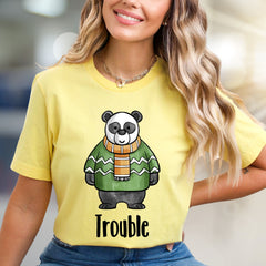 "Trouble" Panda Graphic Tee, a Playful Animal Design for Fun Lovers