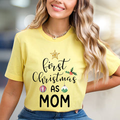 "First Christmas As Mom" Festive Graphic Tee, a Heartfelt Keepsake for New Mothers