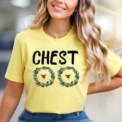 "CHEST" Holiday Wreaths Graphic Tee, a Festive Fun Pick for Christmas Parties