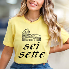 "Sei Sette" Colosseum Graphic Tee, a Roman Holiday Pick for Travel Enthusiasts