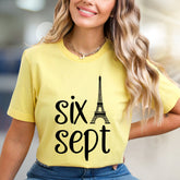 "Six Sept" Eiffel Tower Graphic Tee, a Parisian Chic Pick for Date Nights
