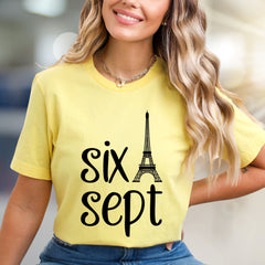 "Six Sept" Eiffel Tower Graphic Tee, a Parisian Chic Pick for Date Nights