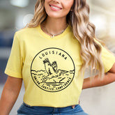 "LOUISIANA" Pelican Seal Graphic Tee, a State Pride Pick for Souvenir Lovers