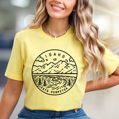 "IDAHO ESTO PERPETUA" Nature Scenic Graphic Tee, a Mountain Lover's Pick for Travelers