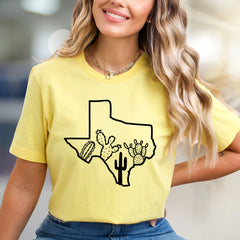 Texas Cactus Outline Graphic Tee, a Desert Chic Pick for State Pride Advocates