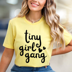 "Tiny Girl Gang" Cute Script Graphic Tee, a Fun Statement for Her