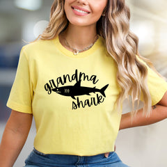 "Grandma Shark" Cute Ocean Theme Graphic Tee, a Family Fun Pick for Grandparents
