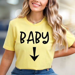 "BABY" Arrow Down Pregnancy Reveal Graphic Tee, a Future Parent Pick for Expecting Moms