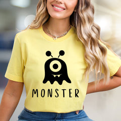 "MONSTER" Cute Spooky Graphic Tee, a Whimsical Pick for Halloween Enthusiasts