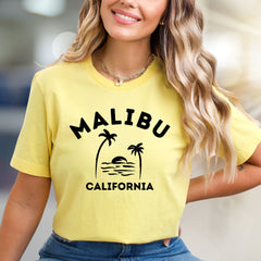 "MALIBU CALIFORNIA" Coastal Getaway Graphic Tee, a California Dream Unisex Tee