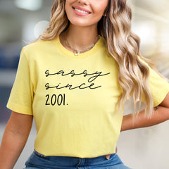 "Sassy Since 2001" Birthday Graphic Tee, a Bold Statement for Her