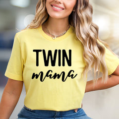 "TWIN mama" Motherhood Chic Graphic Tee, A Parental Pride Pick for Moms