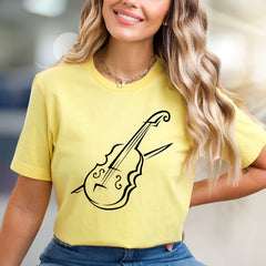Elegant Cello Outline Graphic Tee, A Musician's Art Unisex Tee