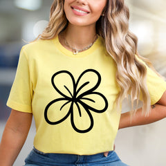 Simplistic Blossom Outline Graphic Tee, A Minimalist Floral Pick for Nature Lovers