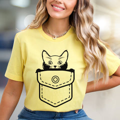 Peek-a-Boo Kitty Pocket Graphic Tee, A Playful Pet Lover's Unisex Tee