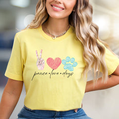 "Peace Love Dogs" Whimsical Pet Lover Graphic Tee, a Heartfelt Pick for Dog Enthusiasts