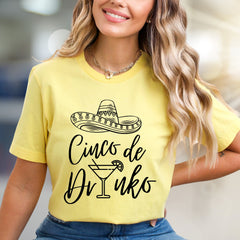 Cinco de Drinko Margarita Sombrero Graphic Tee, a Festive Celebration Pick for Party-Goers