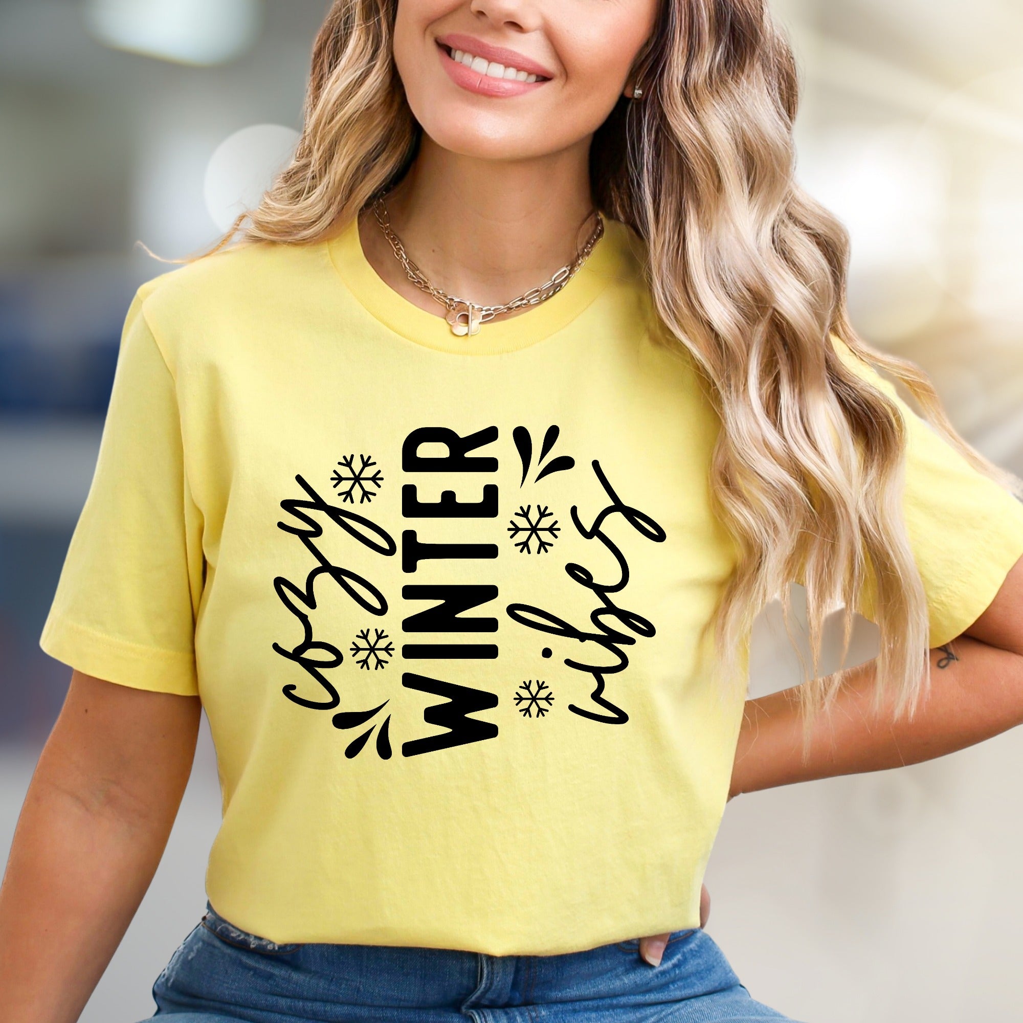 "Cozy Winter Vibes" Festive Graphic Tee, a Seasonal Pick for Everyone