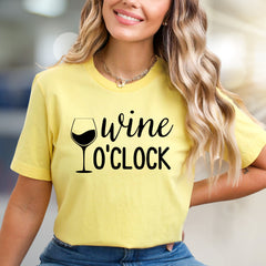 "Wine O'Clock" Relaxed Graphic Tee, a Casual Pick for Enthusiasts