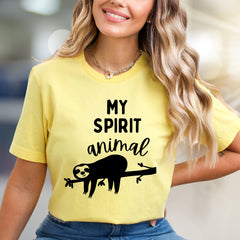 "MY SPIRIT ANIMAL" Sloth Graphic Tee, a Relaxed Lifestyle Pick for Animal Lovers