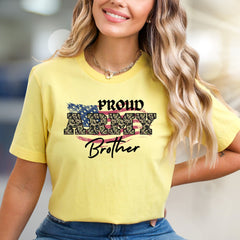 "Proud Army Brother" Camouflage Graphic Tee, a Patriotic Pick for Family