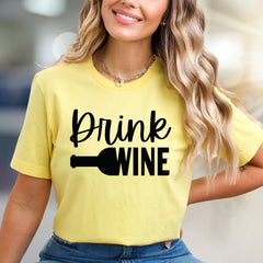 "Drink Wine" Fun Graphic Tee, a Casual Pick for Wine Lovers