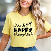 "Drink Happy Thoughts" Cocktail Graphic Tee, a Positive Vibe Pick for Everyone