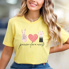 "peace love cats" Graphic Tee, a Feline Fan Pick for Cat Lovers
