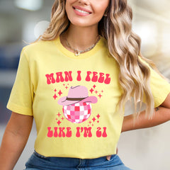 "Man I Feel Like I'm 21" Funky Bachelorette Graphic Tee, a Party Vibe Pick for Celebration Seekers