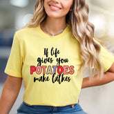 "If Life Gives You Potatoes Make Latkes" Funky Foodie Graphic Tee, a Quirky Kitchen Enthusiast Pick for Food Lovers