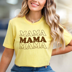 "MAMA MAMA MAMA" Comfort Waves Graphic Tee, a Motherhood Style Pick for Everyday Wear