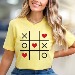 Tic Tac Toe Hearts Game Graphic Tee, A Playful Pick for Romantics