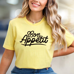 "Bon Appétit" French Cuisine Graphic Tee, a Foodie Pick for Enthusiasts