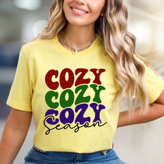 "Cozy Cozy Cozy Season" Retro Groovy Graphic Tee, a Comfort-First Unisex Pick
