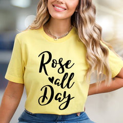 "Rose All Day" Wine Lover Graphic Tee, a Chic Lifestyle Pick for Enthusiasts