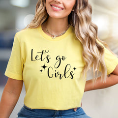 "Let's go Girls" Sparkle Script Graphic Tee, a Fun Western Pick for Friends