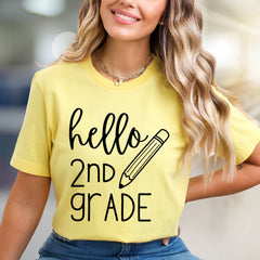 "Hello 2nd Grade" Back To School Graphic Tee, A Student's First Day Pick