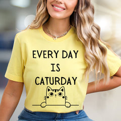 "Every Day Is Caturday" Cute Kitty Graphic Tee, a Whimsical Pick for Cat Lovers