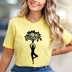Zen Tree Pose Yoga Graphic Tee, A Spiritual Lifestyle Pick for Wellness Enthusiasts