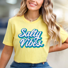 "Salty Vibes" Retro Summer Graphic Tee, a Beachy Pick for Free Spirits