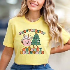"Have Yourself a Groovy Christmas" Retro Holiday Graphic Tee, a Funky Festive Pick for Everyone
