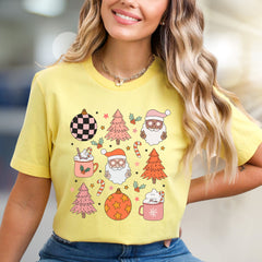 Retro Christmas Santa & Hot Cocoa Graphic Tee, A Cozy Holiday Pick for Everyone